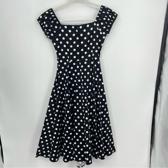 ModCloth Collectif London Polka Dot Pinup Dress Sz XS black white - Picture 9 of 9